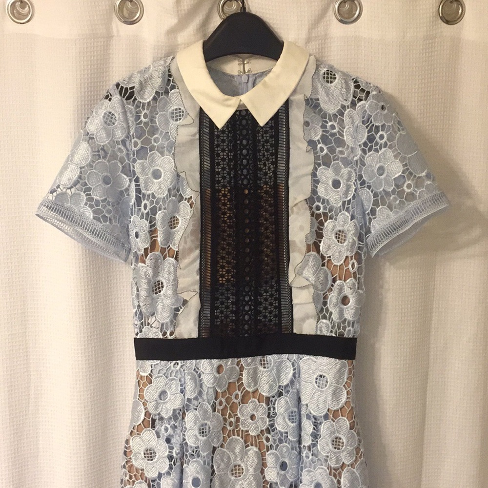 Self-Portrait sheer guipure lace midi dress - Picture 3 of 5